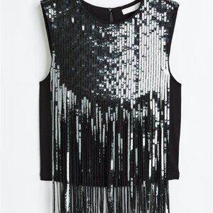 H&M Sequined Top- S in Black